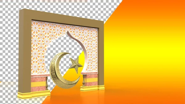 Tervezési Koncepció Eid Fitr Szimbólum Egy Muszlim Ajtó Félhold — Stock Fotó