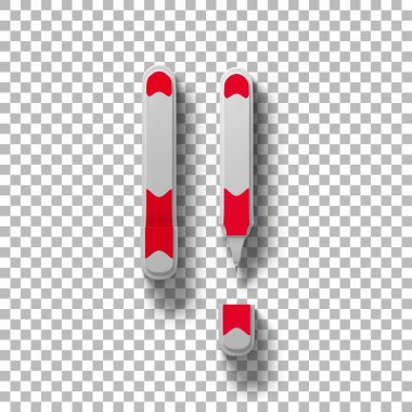 Şeffaflık arka planına sahip üst görünüm kırmızı düzeltici kalemler.