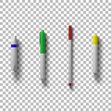 Tasarımınız için şeffaf arkaplanda renk işaretleyicili kırtasiye konsepti ögesi.