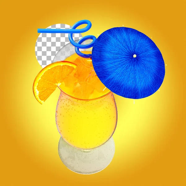 Colorful Orange Cocktail Fresh Diced Tropical Fruit Elegant Glass — Stock Photo, Image