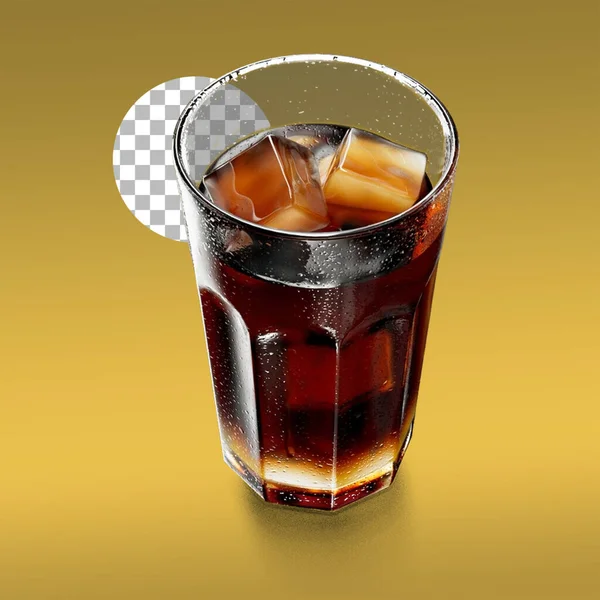 Verre Cola Avec Glace Isolé Sur Transparence — Photo