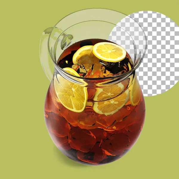 Egy Kancsó Jeges Tea Vagy Limonádé Citrommal Izolálva — Stock Fotó