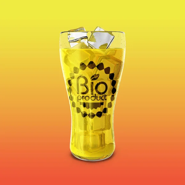 Lemonade Glass Mockup Rocks Ice — Stock Photo, Image