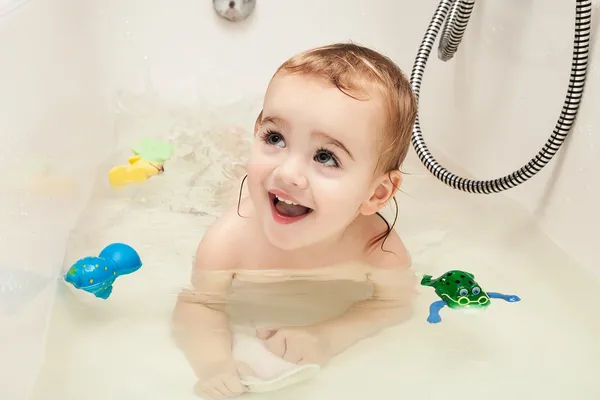 Baby in the bathroom Stock Image