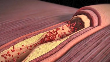 Kolesterol plağı, ateroskleroz ve kalp krizi.
