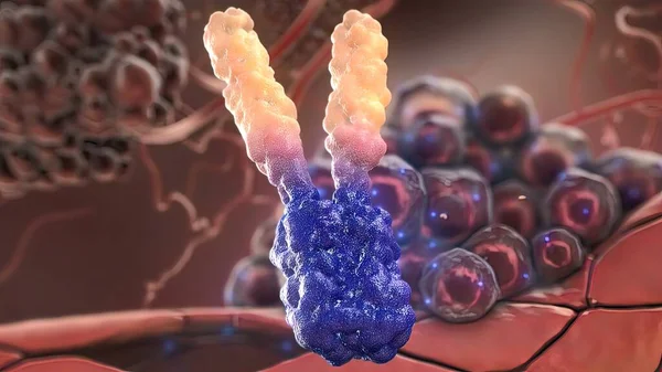 Boyutlu Tümör Hücrelerine Saldıran Antikorlar — Stok fotoğraf