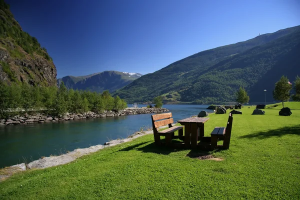 View of the river and the mountains Norway — Stock Photo, Image