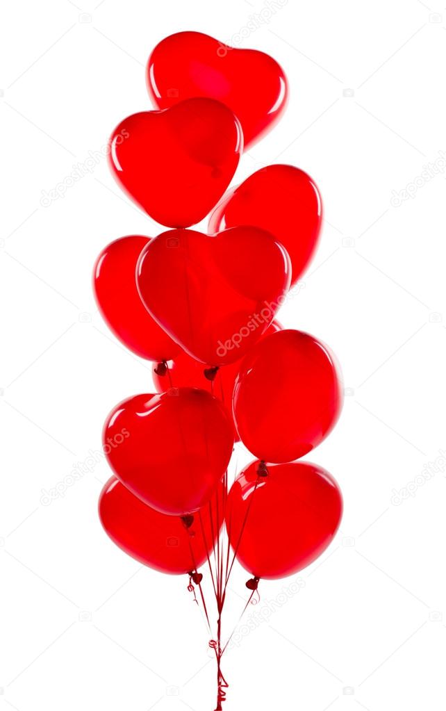 Red hearts balloons