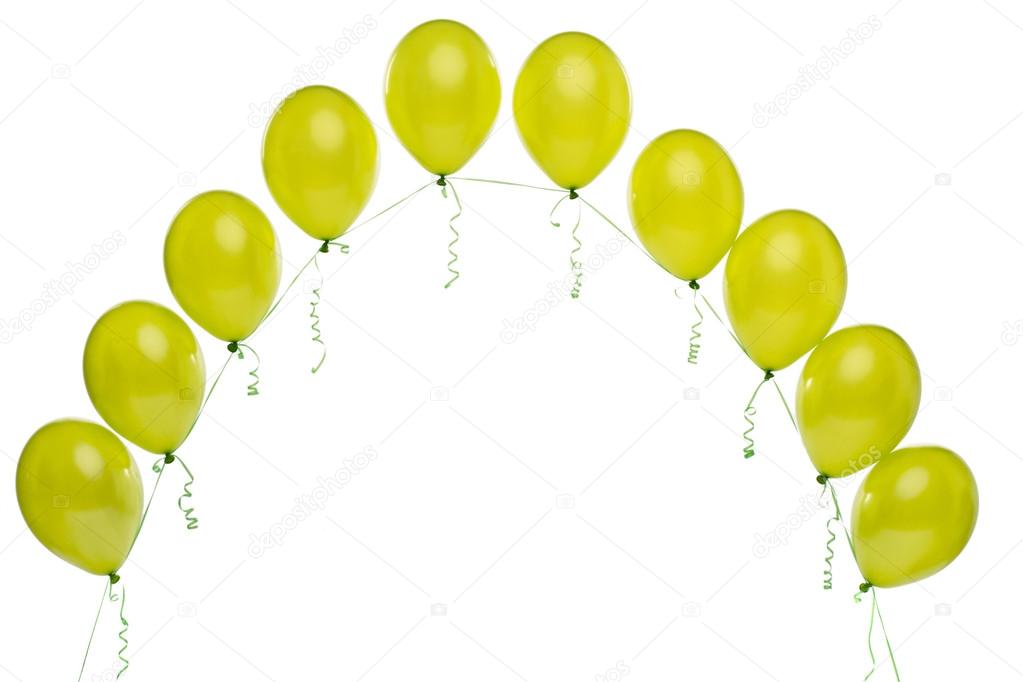 Arch of green balloons