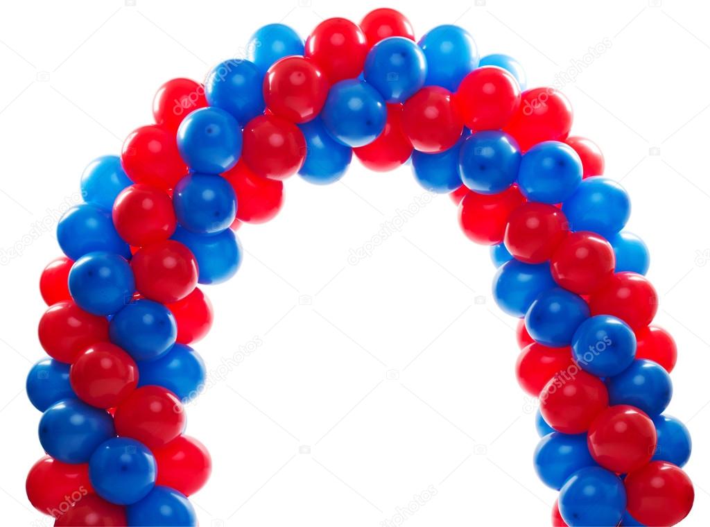 Arch of red and blue balloons