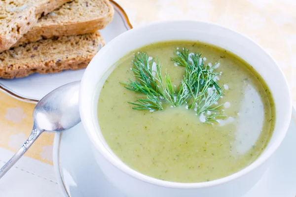 Broccoli green fresh cream soup — Stock Photo, Image