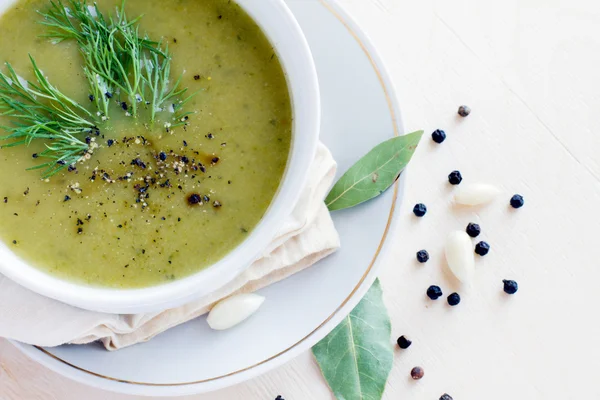 Broccoli green fresh cream soup — Stock Photo, Image