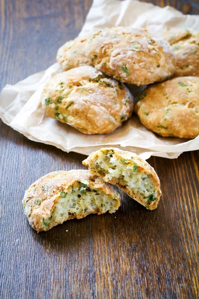 Snack scones with basil and parmesan — Stock Photo, Image