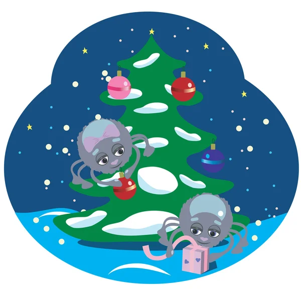 bir Noel ağacı ile örümcekler