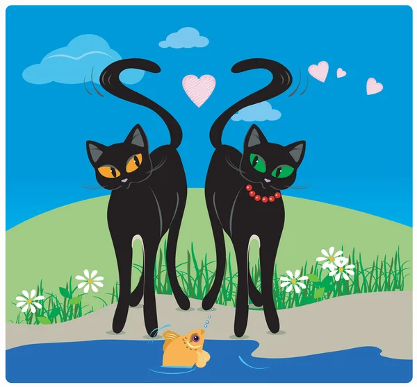 Gatos enamorados — Vector de stock