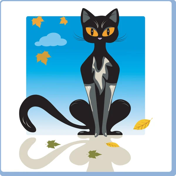 Autumn Cat — Stock Vector