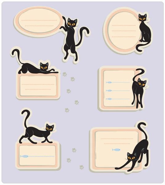 6 Cat Labels — Stock Vector