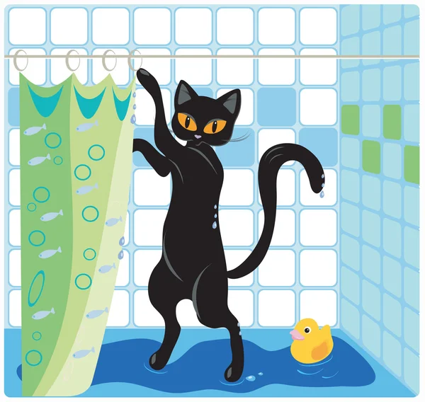 猫和鸭子 — 图库矢量图片