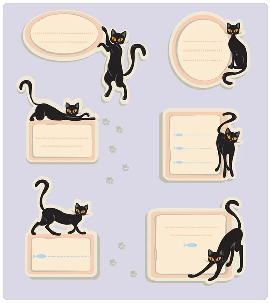 6 etichette per gatti Illustrazioni Stock Royalty Free