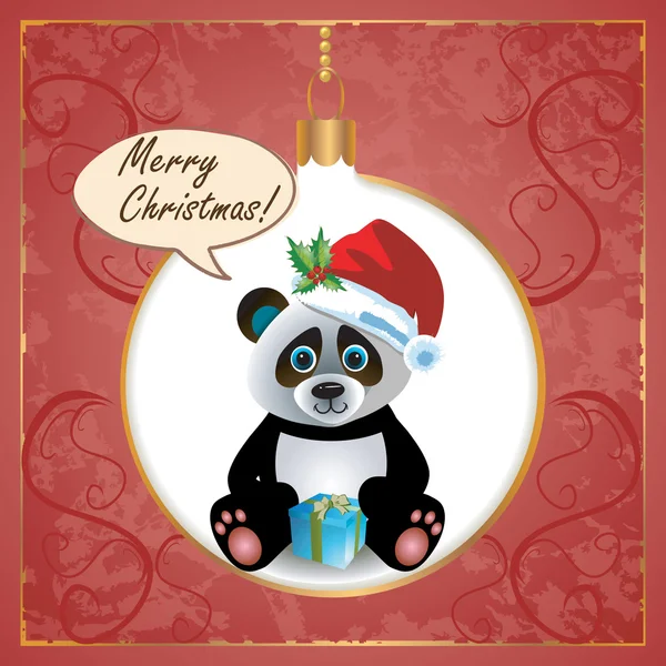 Рождественская открытка Панды — стоковый вектор