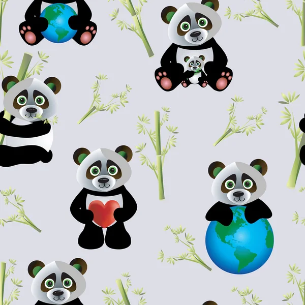 Panda with Earth — Stock Vector