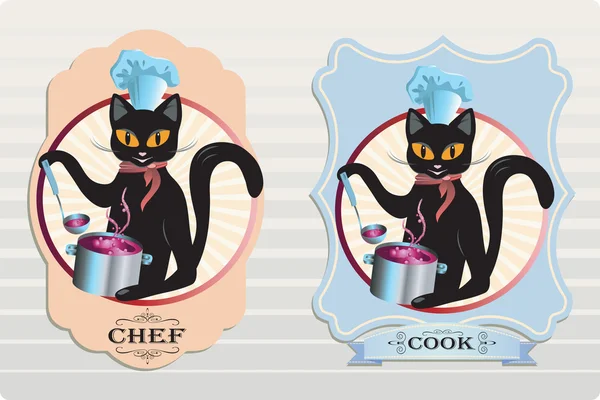 Cocinero gato — Vector de stock