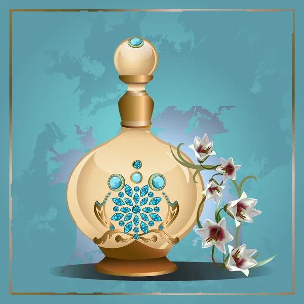 Flakon perfum i lilie — Wektor stockowy