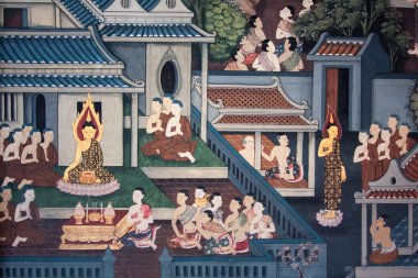 arka planını Tay tarzı sanat duvar, Tapınak, Tayland.