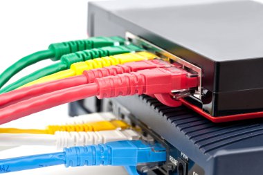 Ethernet switch isolated and router connect Lan clipart