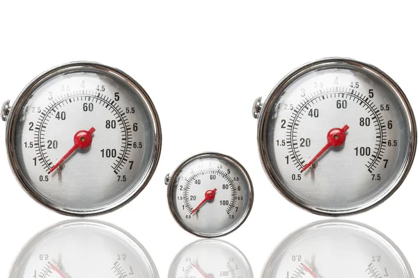 Closeup of a pressure meter on white background — Stock Photo, Image