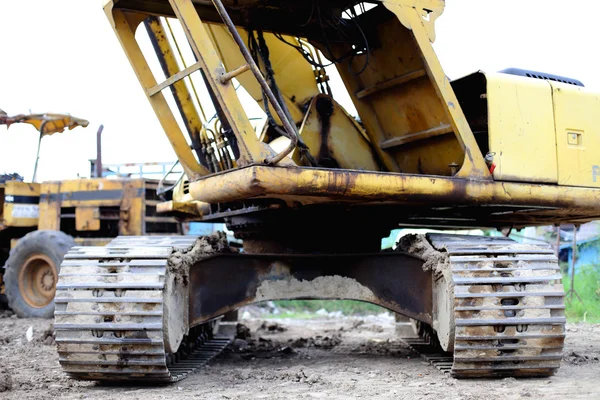 Construction excavator track loaders disrepair — Stock Photo, Image