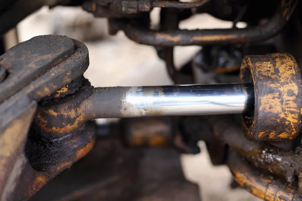 Loaders engine Shock absorber close up — Stock Photo, Image