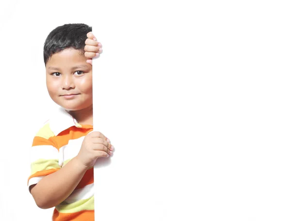 Boy beside a white background — Stock Photo, Image