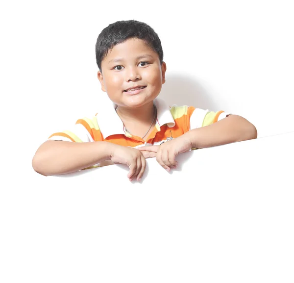 Boy beside a white background — Stock Photo, Image
