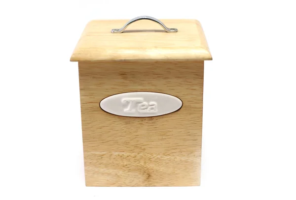 Caixa de madeira para chá isolado — Fotografia de Stock