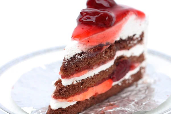 Strawberry cake on a white background. — Stock Photo, Image