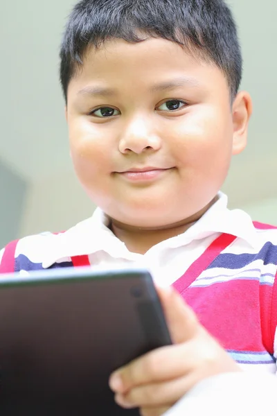 Tablet boy playing fun. — Stock Photo, Image