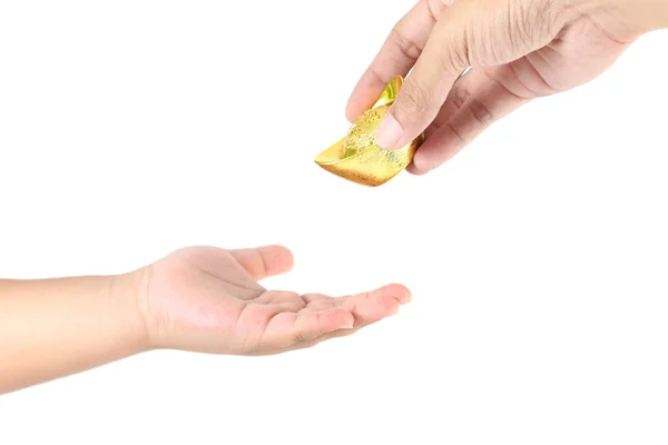 Çocukların el el teknikleri para açın.