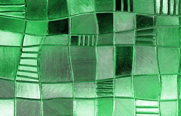 Finestra in vetro colorato con motivo a blocchi irregolare in una tonalità di gr — Foto Stock