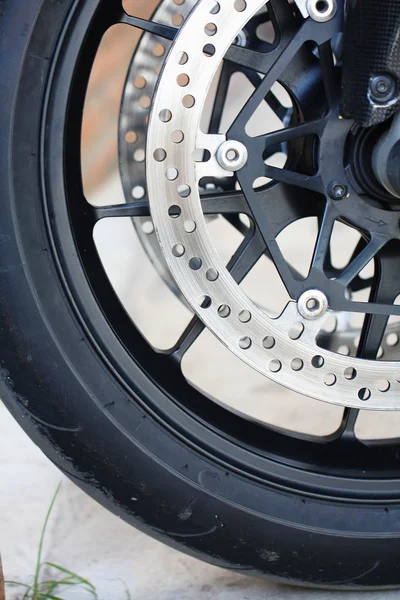 Front wheel brake. Big motorcycle — Stock Photo, Image