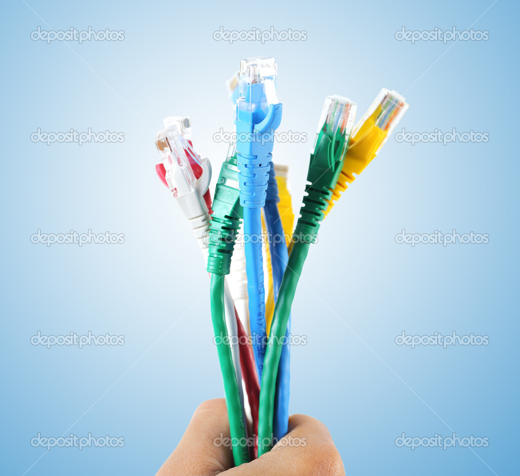 USB cable isolated on blue background