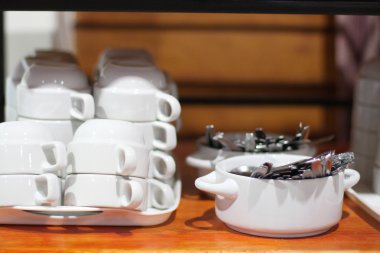 kahve fincanı ve kaşık mevcut ayarla