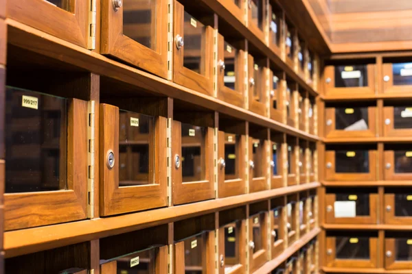 Wooden shelf with empty racks. — Stock Photo, Image