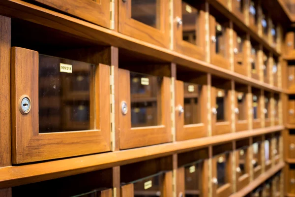 Wooden shelf with empty racks. — Stock Photo, Image