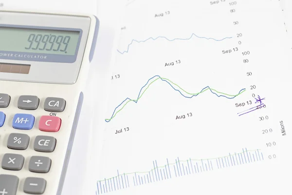 Finanzausweis mit Taschenrechner — Stockfoto