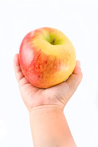 Closeup image,Hand of the little boy with the red apples — Stock Photo, Image