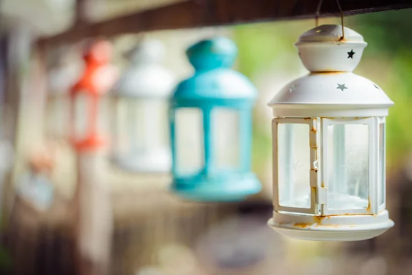 Colorful lamps hanging — Stock Photo, Image