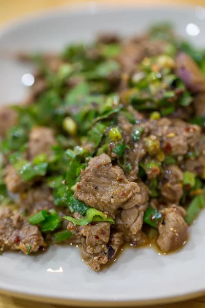 Restaurante de carne de cerdo picada en Tailandia — Foto de Stock