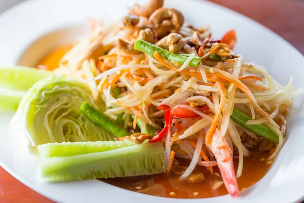 Yeşil papaya salatası Tayland gıda — Stok fotoğraf