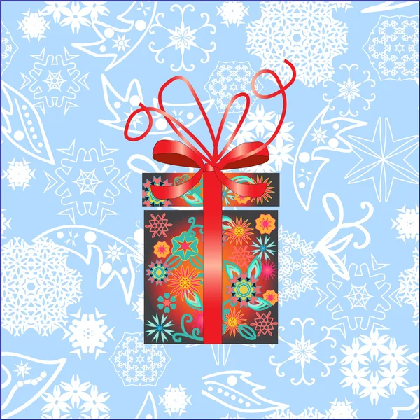 Mavi ve beyaz arka plan üzerinde izole hediye kutusu — Stok Vektör